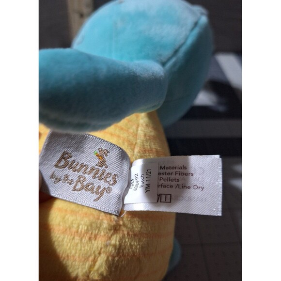 Bunnies by the Bay Rabbit Blue Yellow Stripe Floral Ears Plush Stuffed Animal - Picture 4 of 4